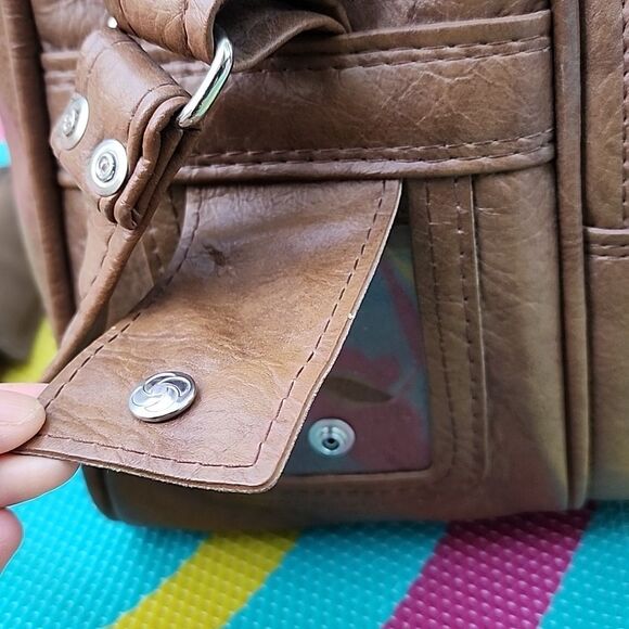 Samsonite Brown Carry On Luggage Travel Distressed Leather Sturdy Zip Adjustable - Picture 10 of 13